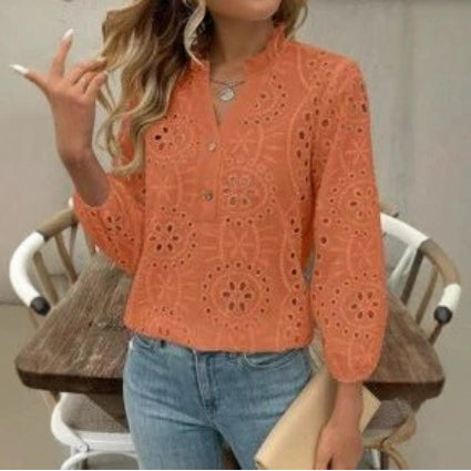 Buttoned Autumn-Season Colorful Casual Womens Shirt