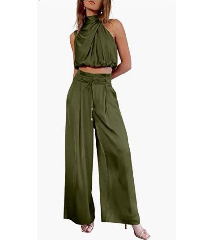 Women's Fashion Tops Wide-leg Pants Suit