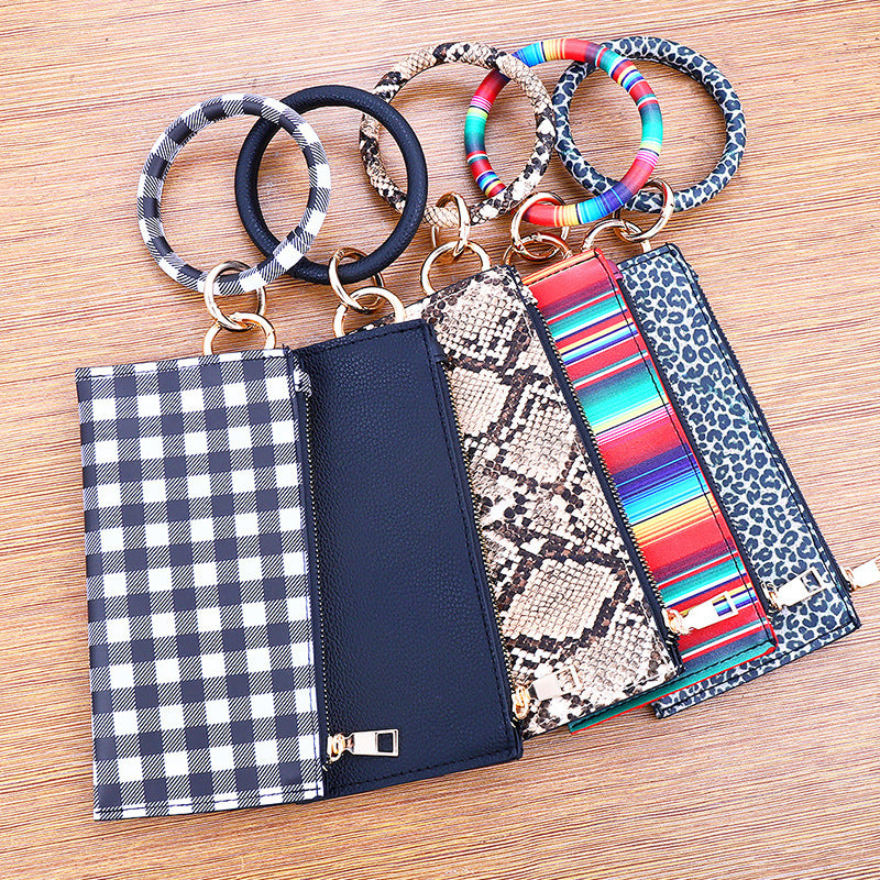 Leopard Leather Tassel Double Layer Jewelry Bag