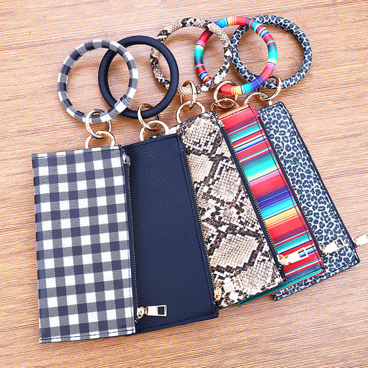 Leopard Leather Tassel Double Layer Jewelry Bag