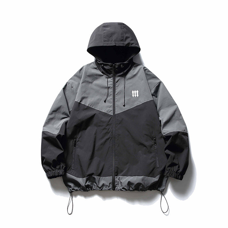 Men's Outdoor Color Contrast Patchwork Tooling Shell Jacket