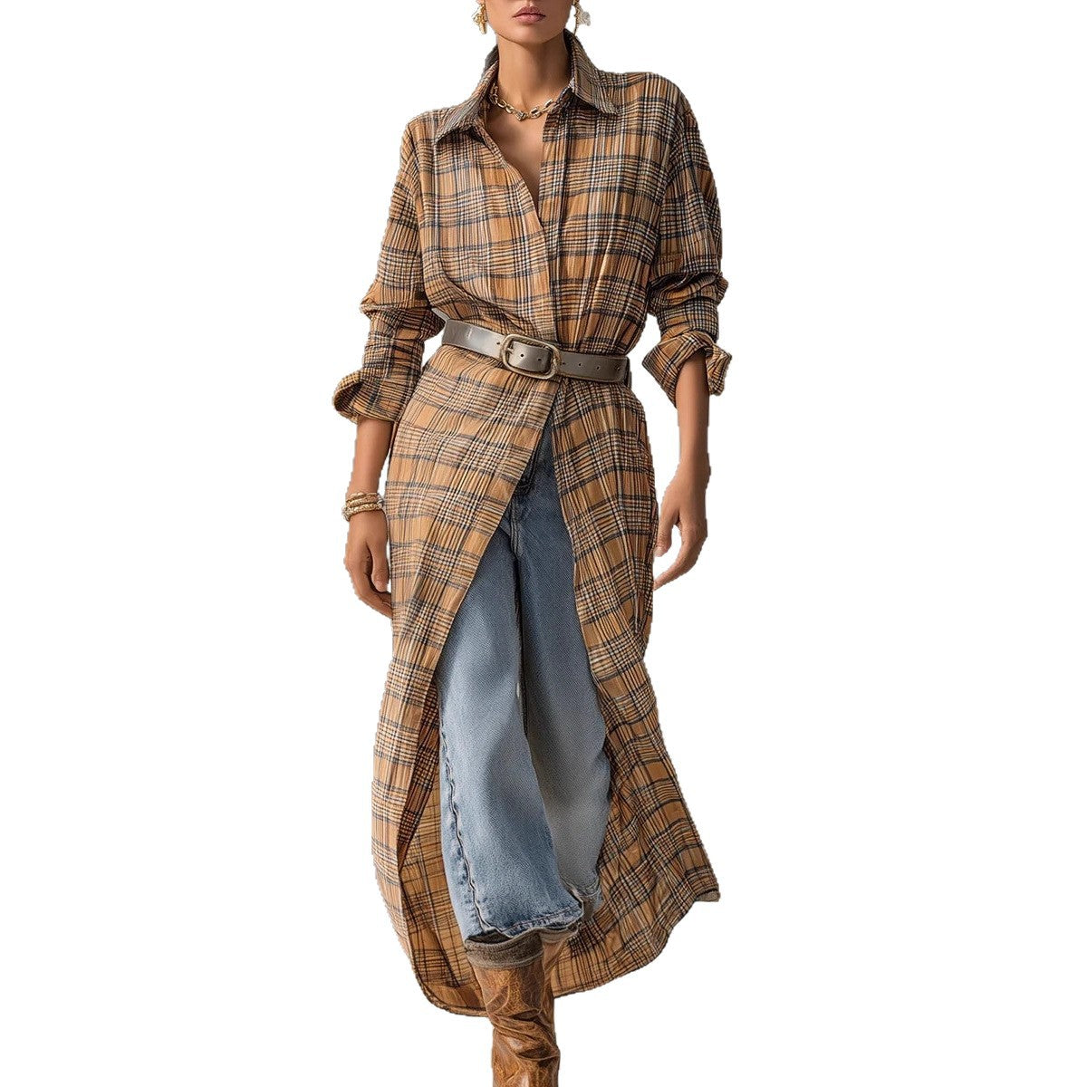 Slim-fit Long-sleeve Western Cowboy-style Dress Shirt