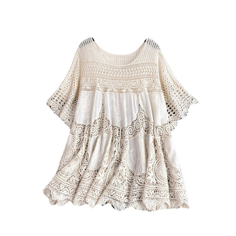 Summer Vacation Style Cutout Blouse Women's Korean Style