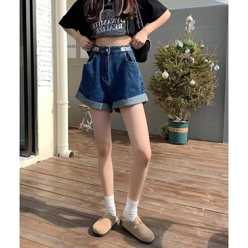 Women's Retro Loose And Thin Curly Denim Shorts