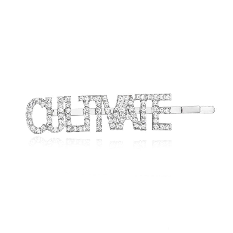 Korean English Rhinestone Letter Hairpin
