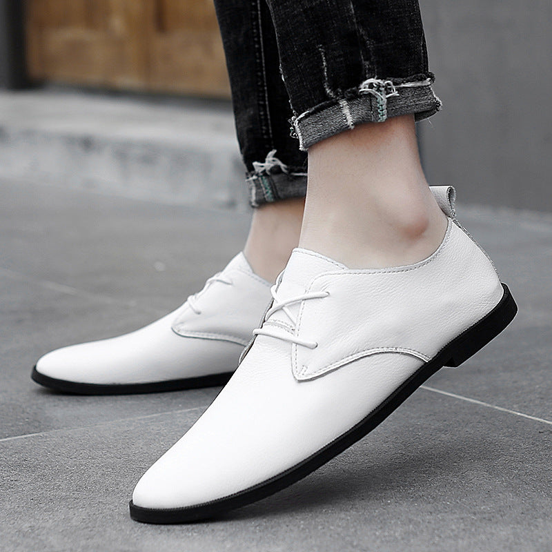 Fashion British Trend Lazy Soft Sole White Casual Leather Shoes