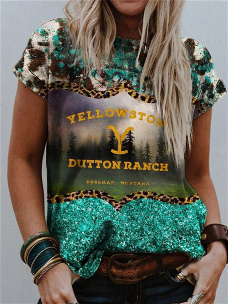 T-shirt med rund hals og grafisk print i etnisk stil