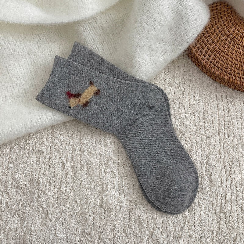 Women's Socks Winter Thickening Wool Socks Cartoon Scarf
