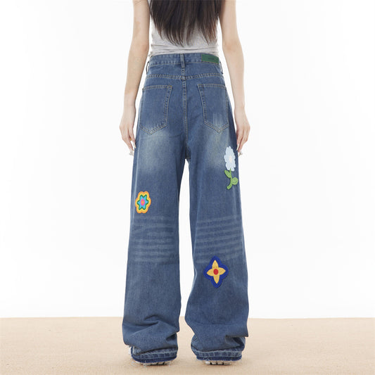 Washed Loose Wide-leg Jeans For Men And Women