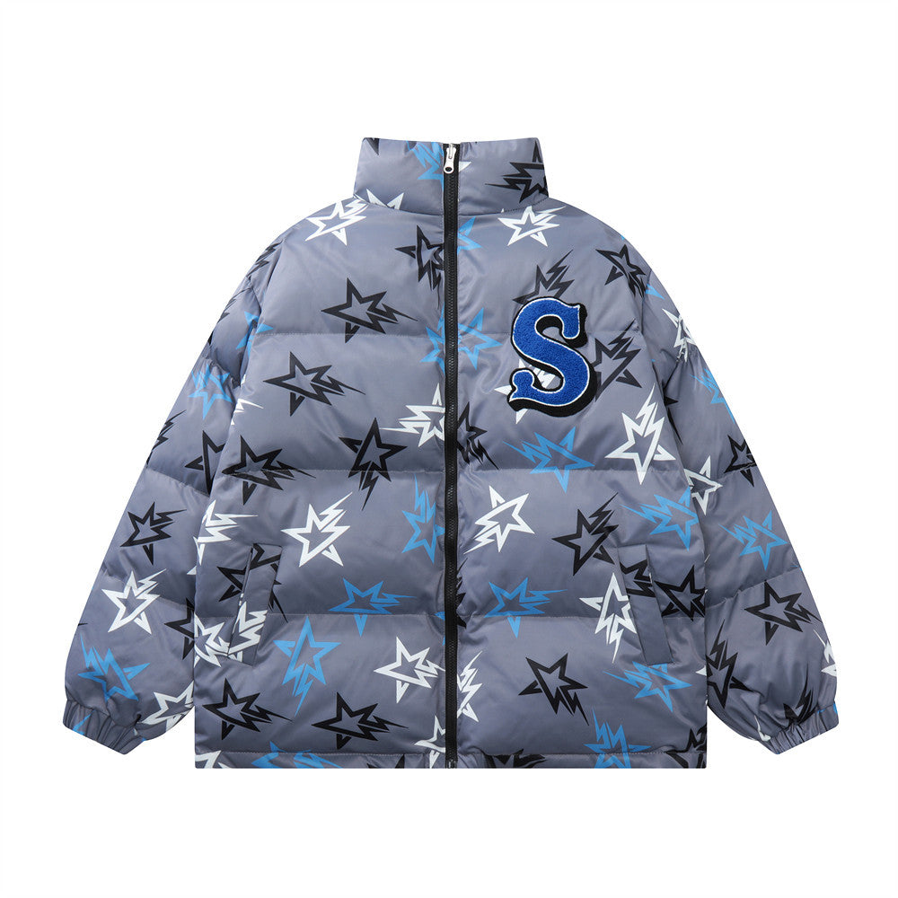 Men's Thickened Loose Long Sleeve Zipper Stand Collar Cotton Padded Jacket