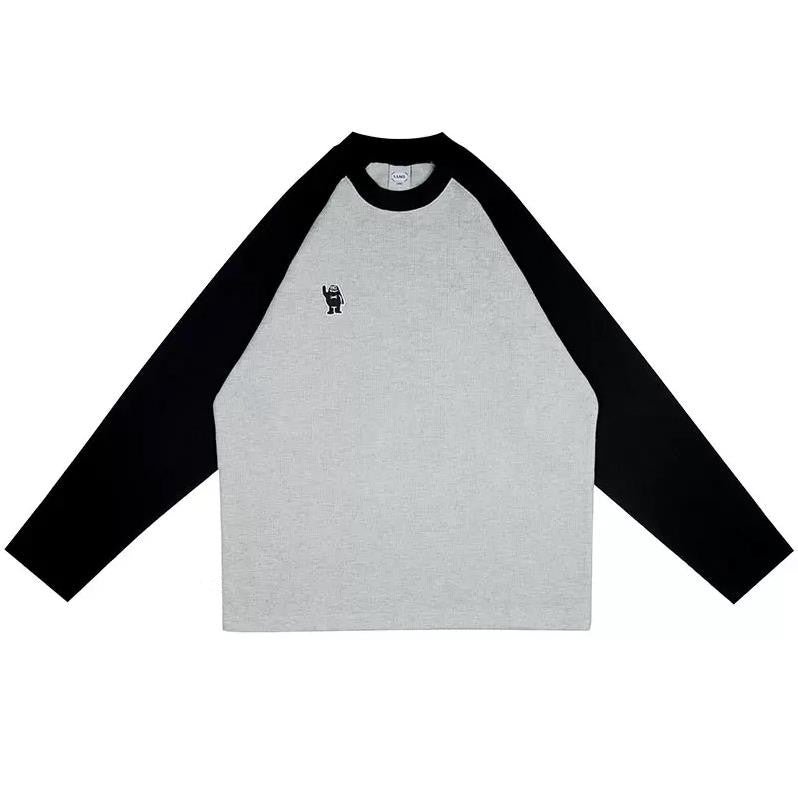 Vaffel Langærmet T-shirt Dame Vintage Rund Hals