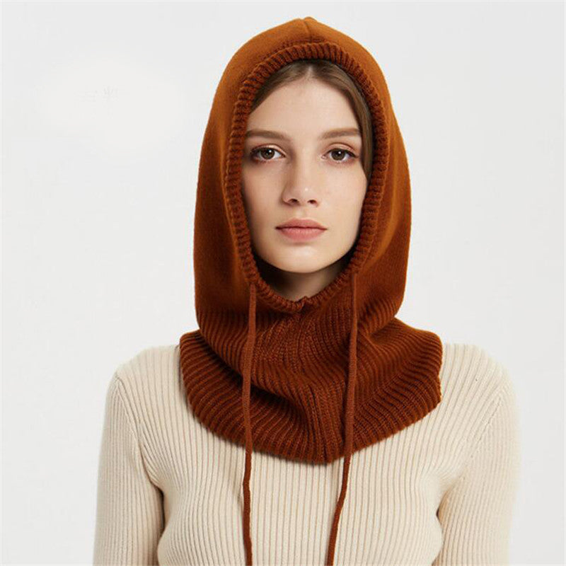 New Autumn And Winter Women's Hat Scarf All-in-one Pullover Cap Bib Fashion Wool Knitted Cap