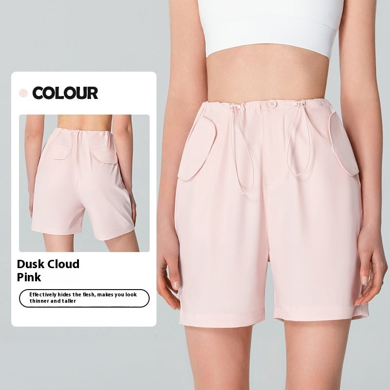 Sun Protection Yoga Shorts Women's Summer Double Pocket Outdoor Running Fitness