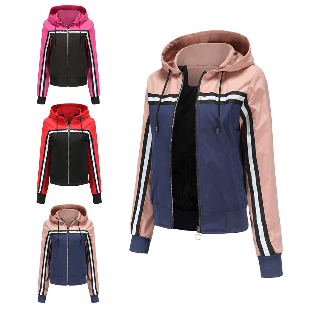 Color-blocked Thin Trench Coat For Women
