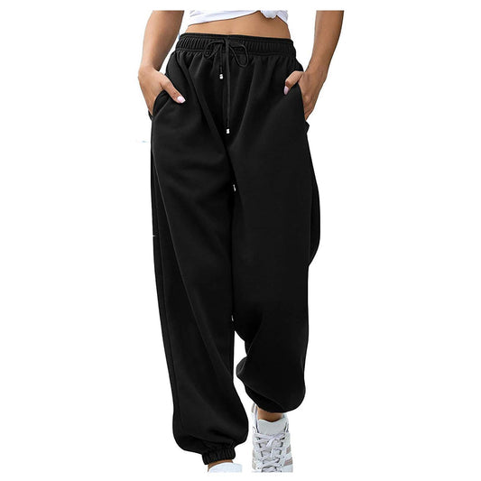 Women's Loose Leisure Sports Drawstring Wide Leg Ankle Banded Pants