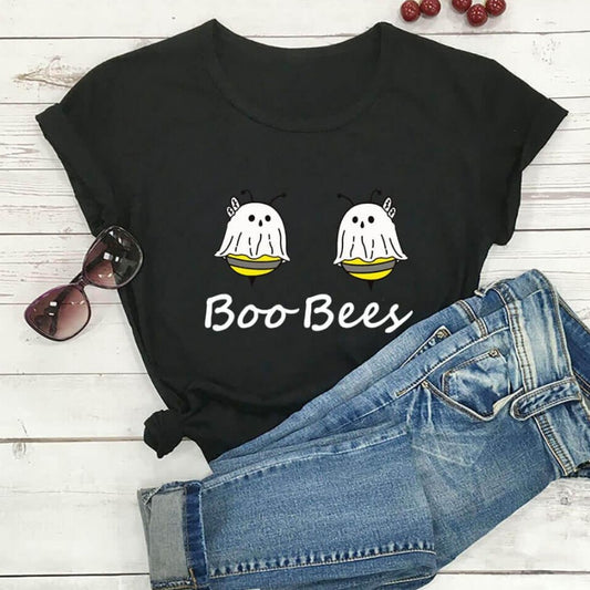European And American Bee Digital Printing Casual Round Neck T-shirt