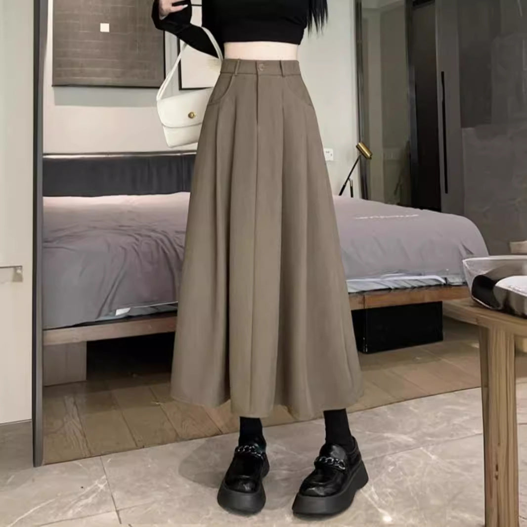 Draping  Women's Casual High Waist A- Line Skirt