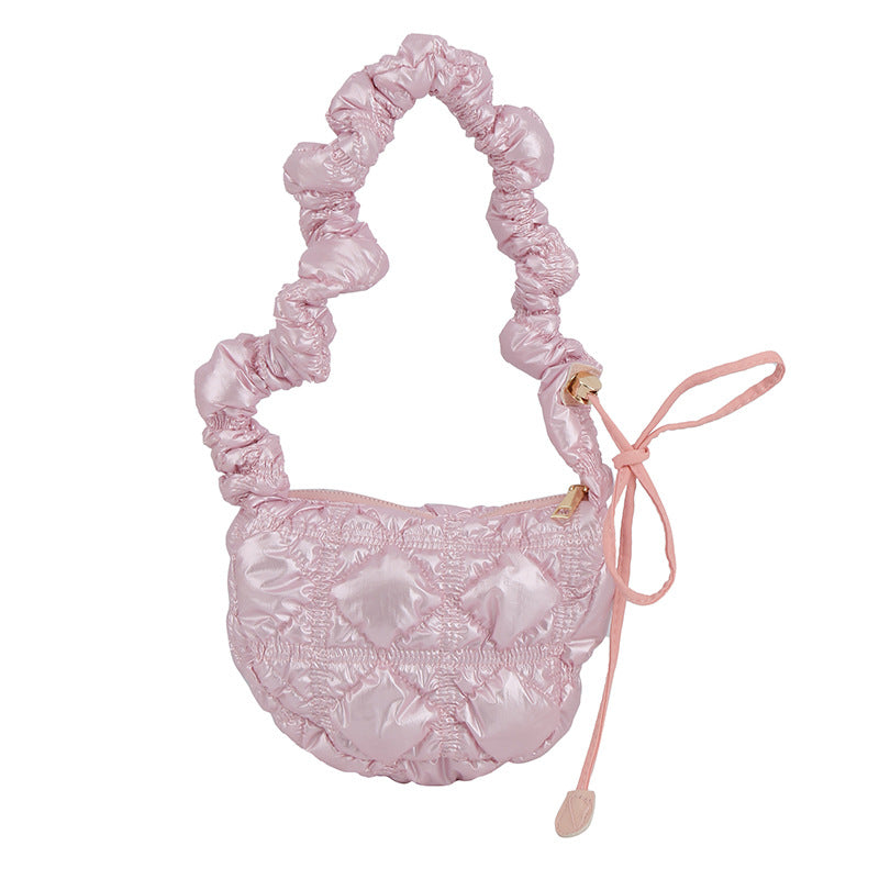 Pleated Cloud Bag Advanced Bright Face Color Shoulder