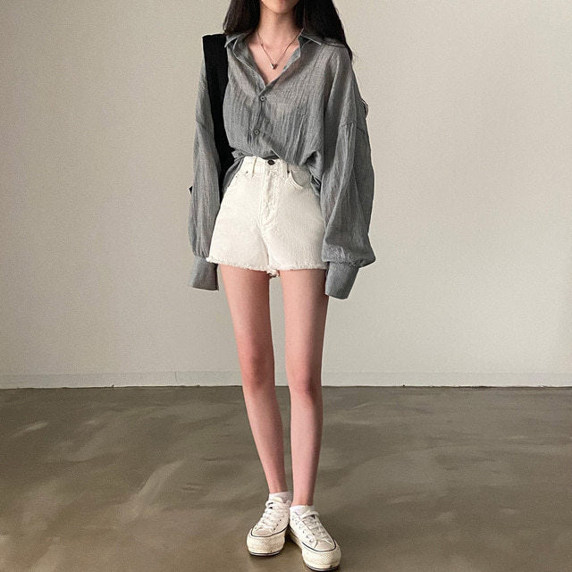 Loose Casual Laid-back Style Sun Protection Shirt For Air Conditioned Rooms