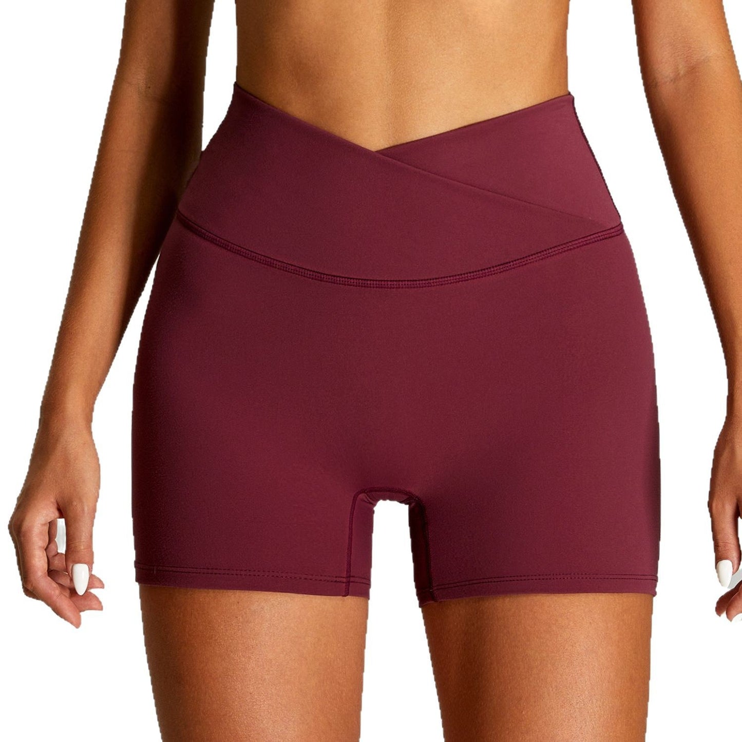 Nude Feel Cross High Waist Yoga Shorts Til Kvinder Stramme Sports- og Fitnessshorts