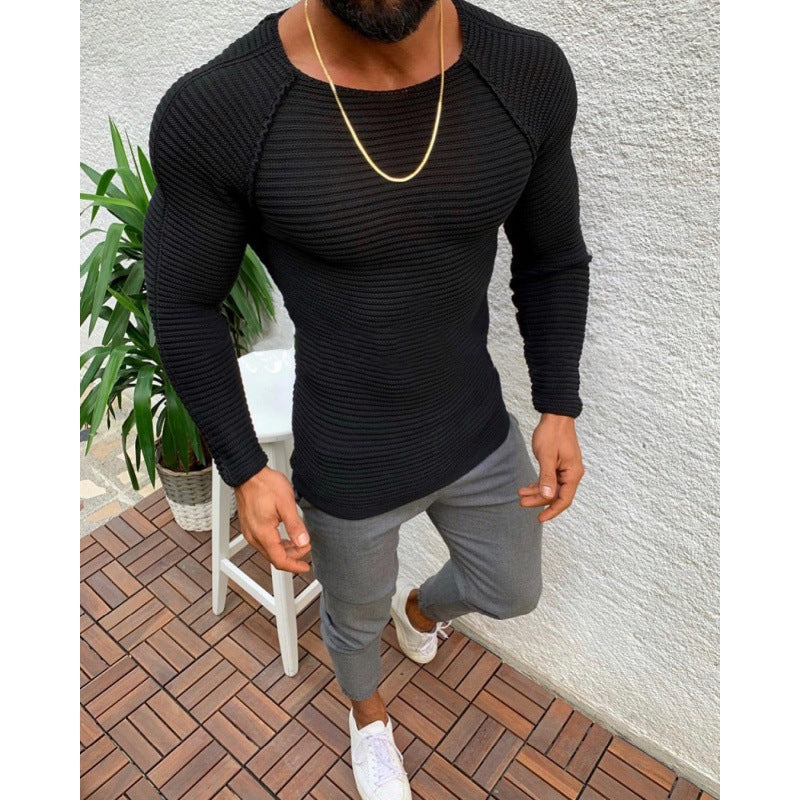 Men's Crew Neck Pullover Sweater Knitwear Solid Color Casual