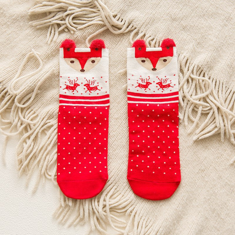 Autumn And Winter Cotton Christmas Colorful Red Socks