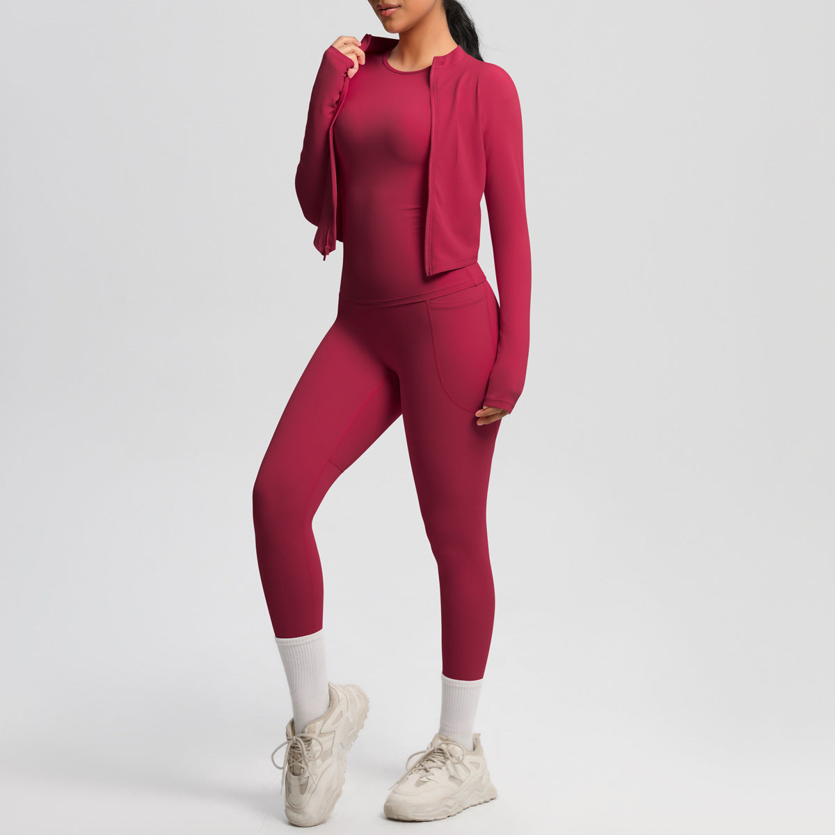 Women's Tight Sports Zipper Jacket Slimming Fitness Suit