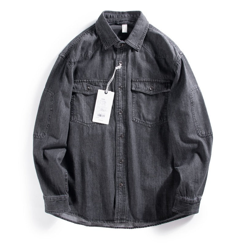 Loose Fashion Brand Long Sleeve Denim Shirt Couple Thin Top