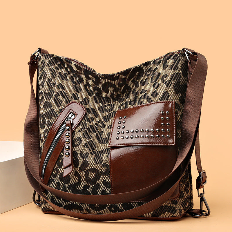 Houndstooth Rygsæk til Kvinder Mode Nitte Design Leopard Skuldertasker