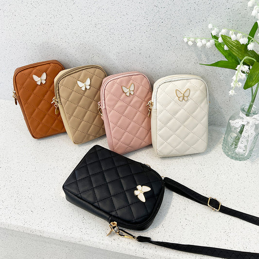 Broderet Sommerfugl Rombe Crossbody Taske