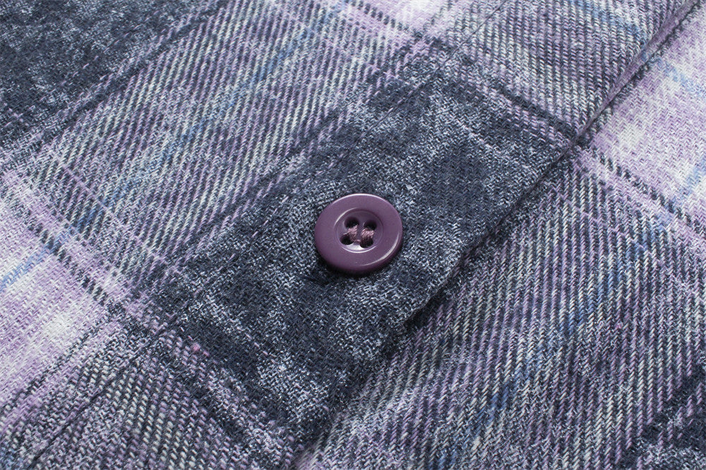 Plaid Embroidered Long-sleeved Shirt For Men Spring And Autumn