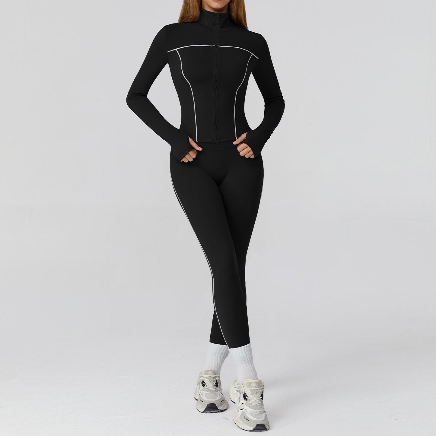 Zipper Slim Fit Yoga Health Sports Three-piece Suit