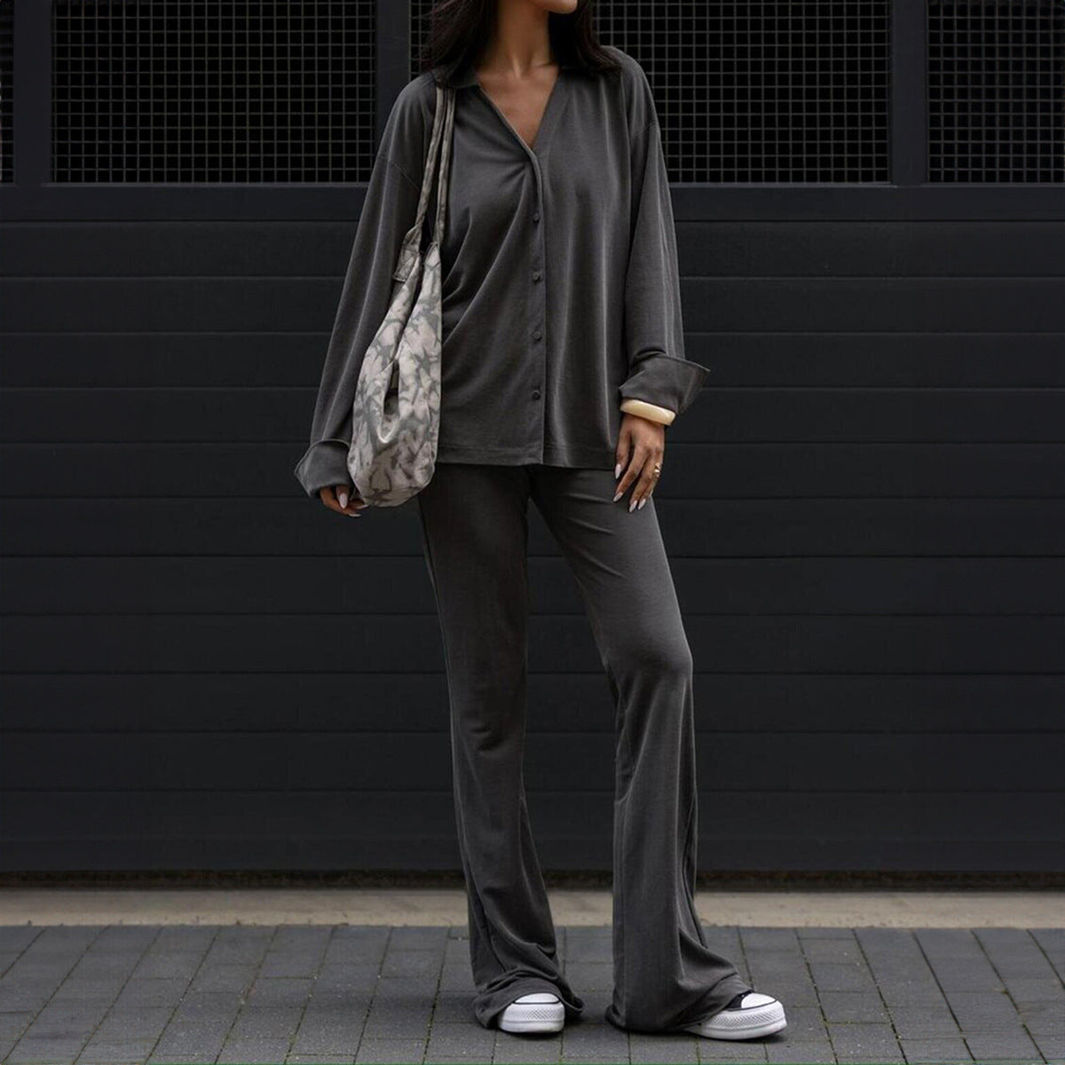 Long Sleeve Shirt And Pants Suit Women's Clothing