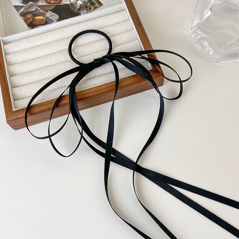 Simple Color Bow Headband Hair Band Tassel Hair Ring