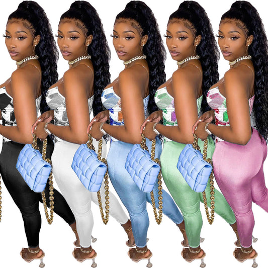 US Dollar Print Slim Sling Two Piece Set