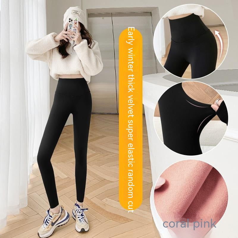 Skyfølelse Tynd Fløjl Hajbukser Efterår Og Vinter Fleeceforede Tykke Leggings