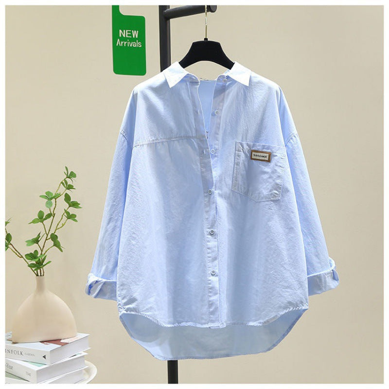 Women's Cotton Long-sleeved Shirt Fashionable Loose Cardigan Shirt