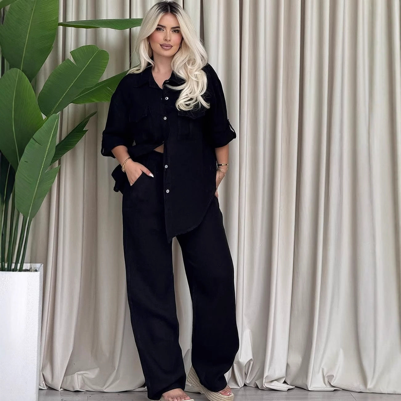 Long Sleeve Shirt Loose Two Piece Pants