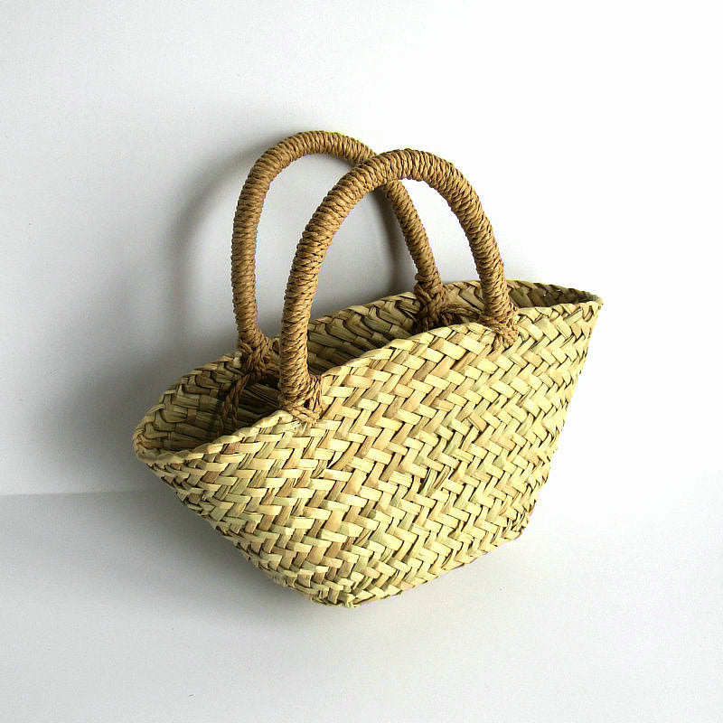 Portable Straw Bag Braided Diagonal Triangle In Grass