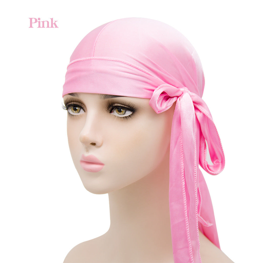 Unisex Satin Hovedbeklædning med Lang Hale  Strækbar Pirathat Og Hip Hop Turban til Mænd Og Kvinder, Elastisk Bandanahue til Kostume Og Mode