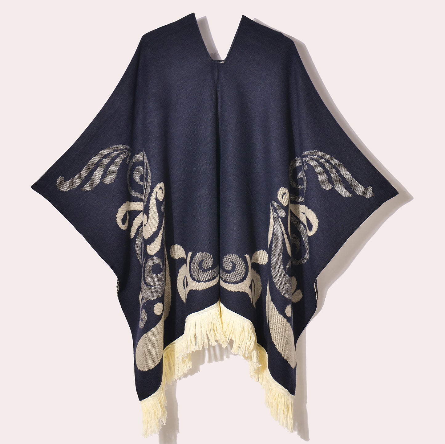Western Denim Style Men's And Women's Shawl Tassel Pullover Keep Warm Outdoor Large Cloak