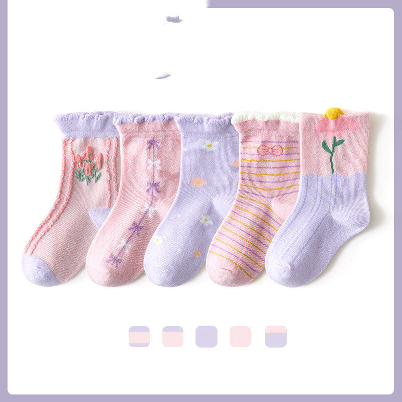 Children's Socks Lace-in-tube Cartoon Fruit Cotton Comfort Boys And Girls