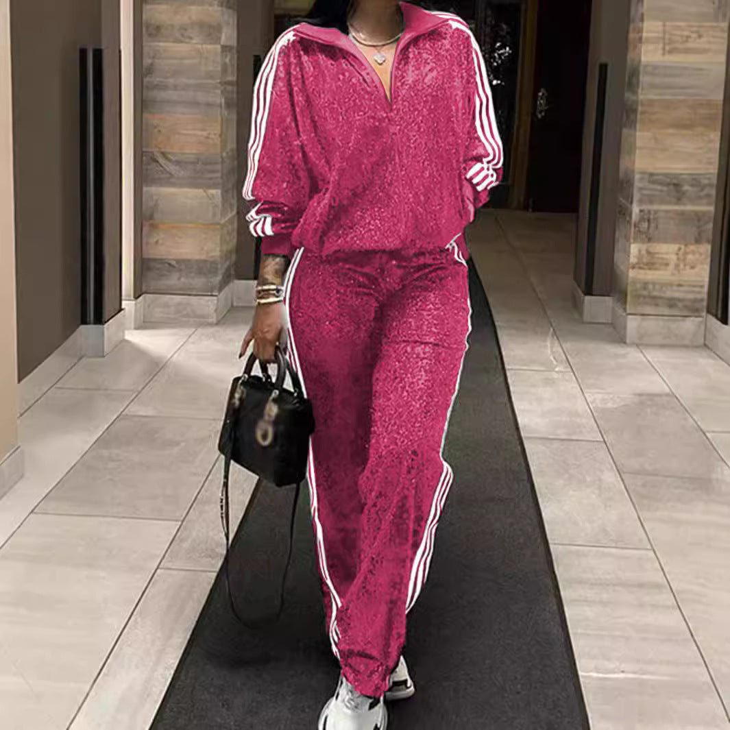 Sequin Plus Size Casual Set For Women