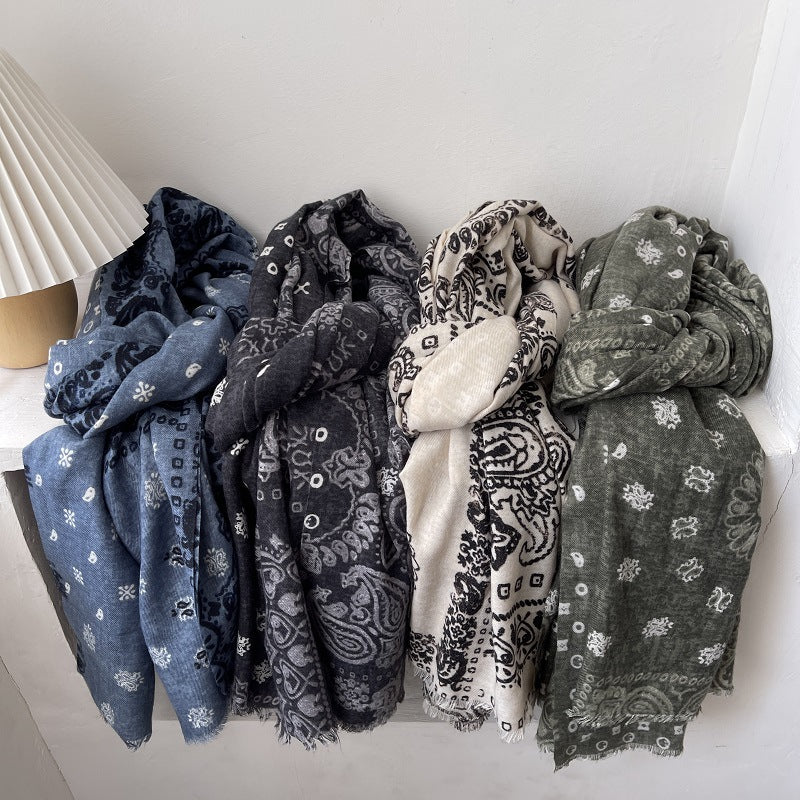 Skin-friendly Flannel Scarf For Women, Versatile Cotton And Linen For Autumn And Winter