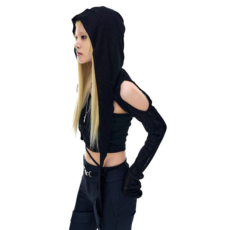 Fashion Trend Women's Long-sleeved Hooded T-shirt