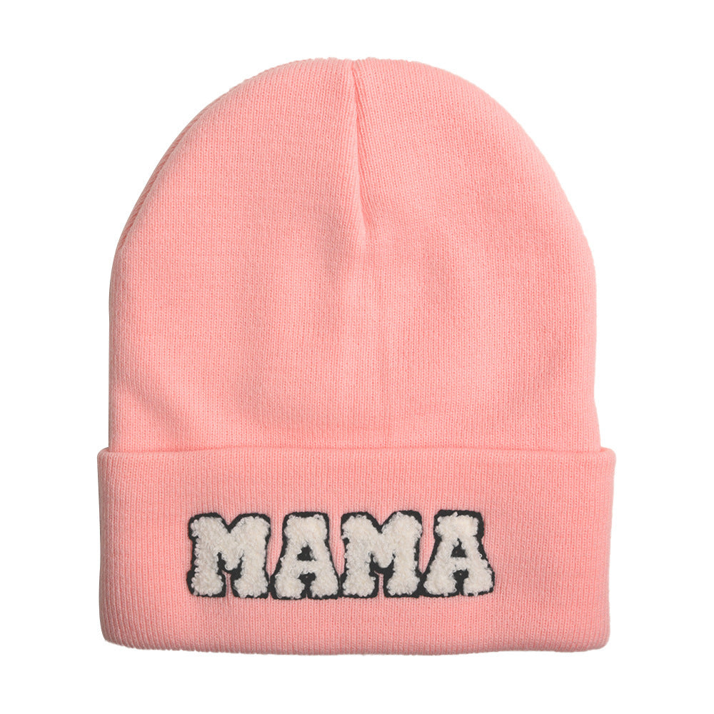 The New Mama Letter Embroidery Wool Hat Solid Color Warm