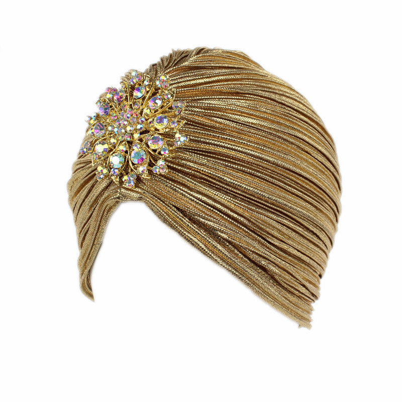 Noble Golden Pleated Indian Hat Tam-o'-shanter
