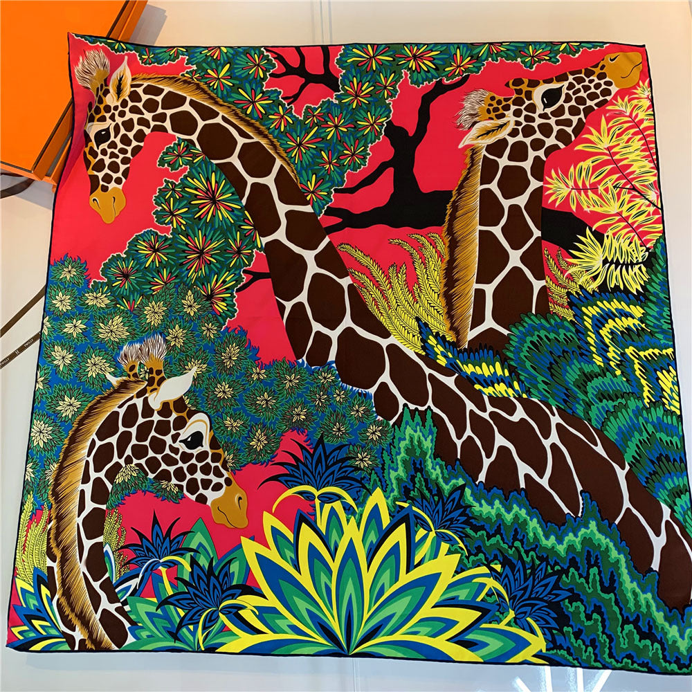 Handmade Hemming Twill Silk Printed Shawl