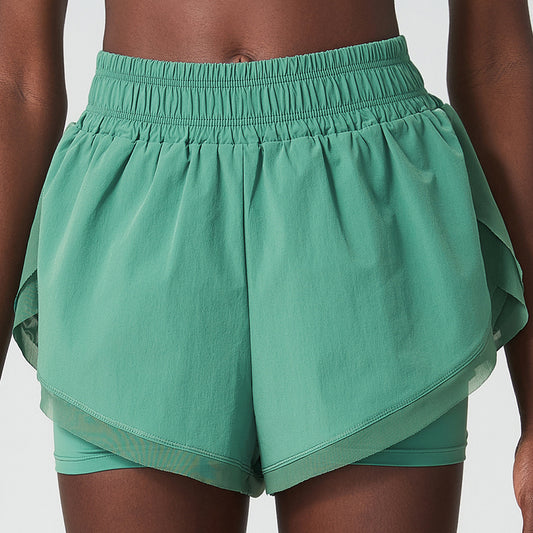 Women's Loose False Two Pieces Anti-exposure Ice Fitness Yoga Shorts
