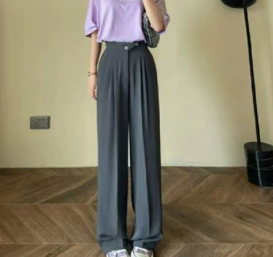 High Waist Covering Belly Thin Loose Drooping Casual Mopping Wide-leg Trousers